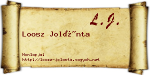 Loosz Jolánta névjegykártya